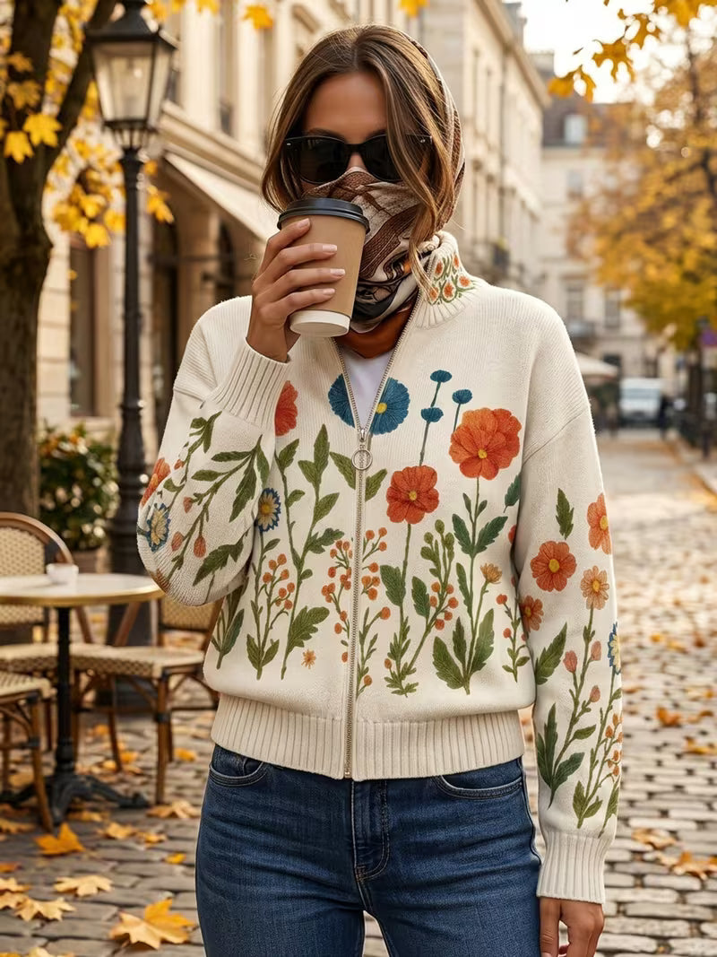 WRENNA | WILDFLOWER MEADOW ZIP-UP CARDIGAN
