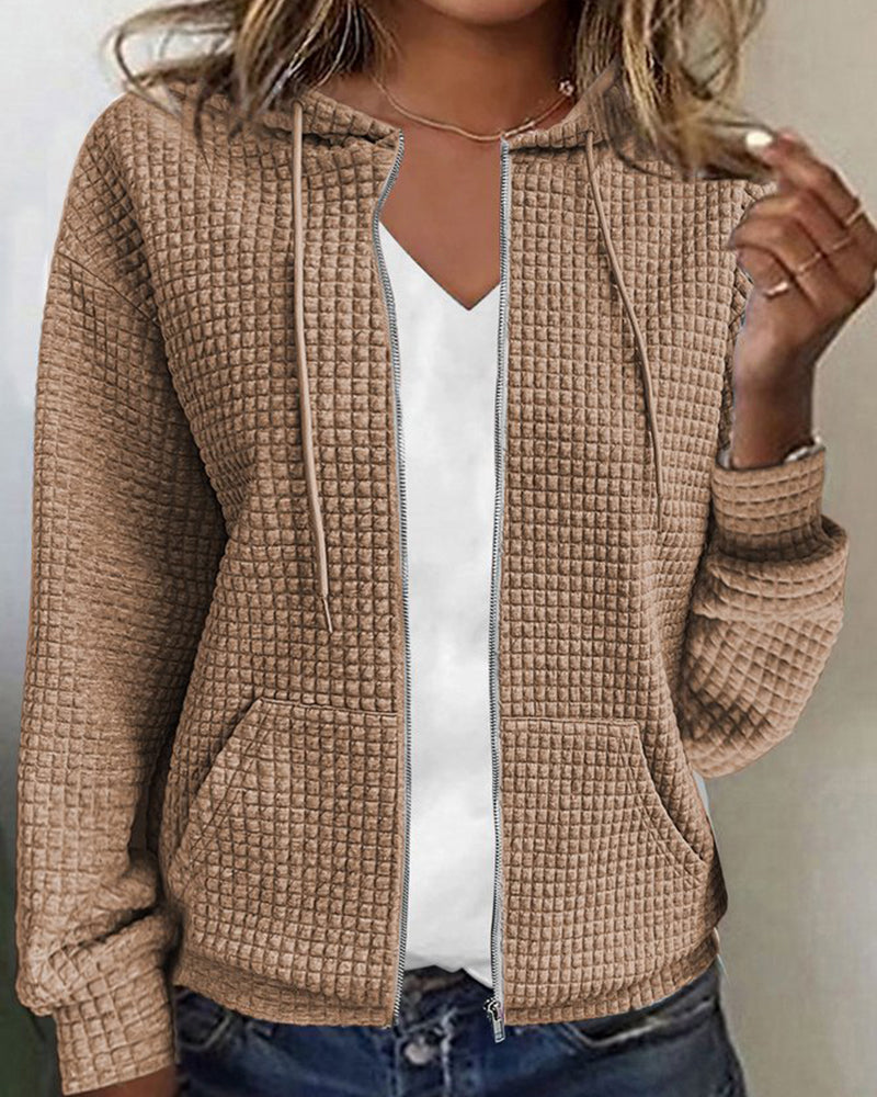 MILA | TEXTURED ZIP-UP HOODIE