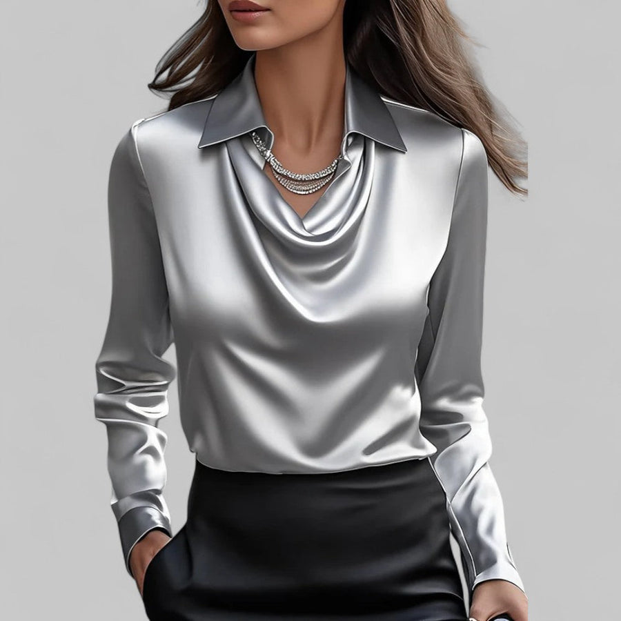 THERESA | ELEGANT SATIN COWL-NECK BLOUSE