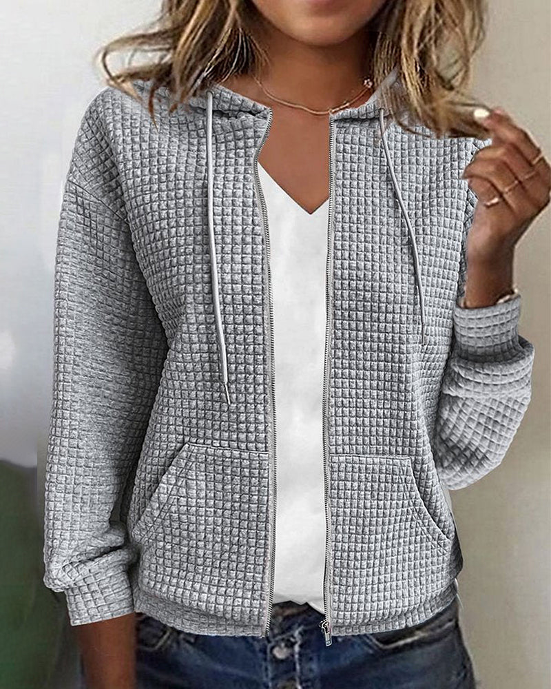 MILA | TEXTURED ZIP-UP HOODIE