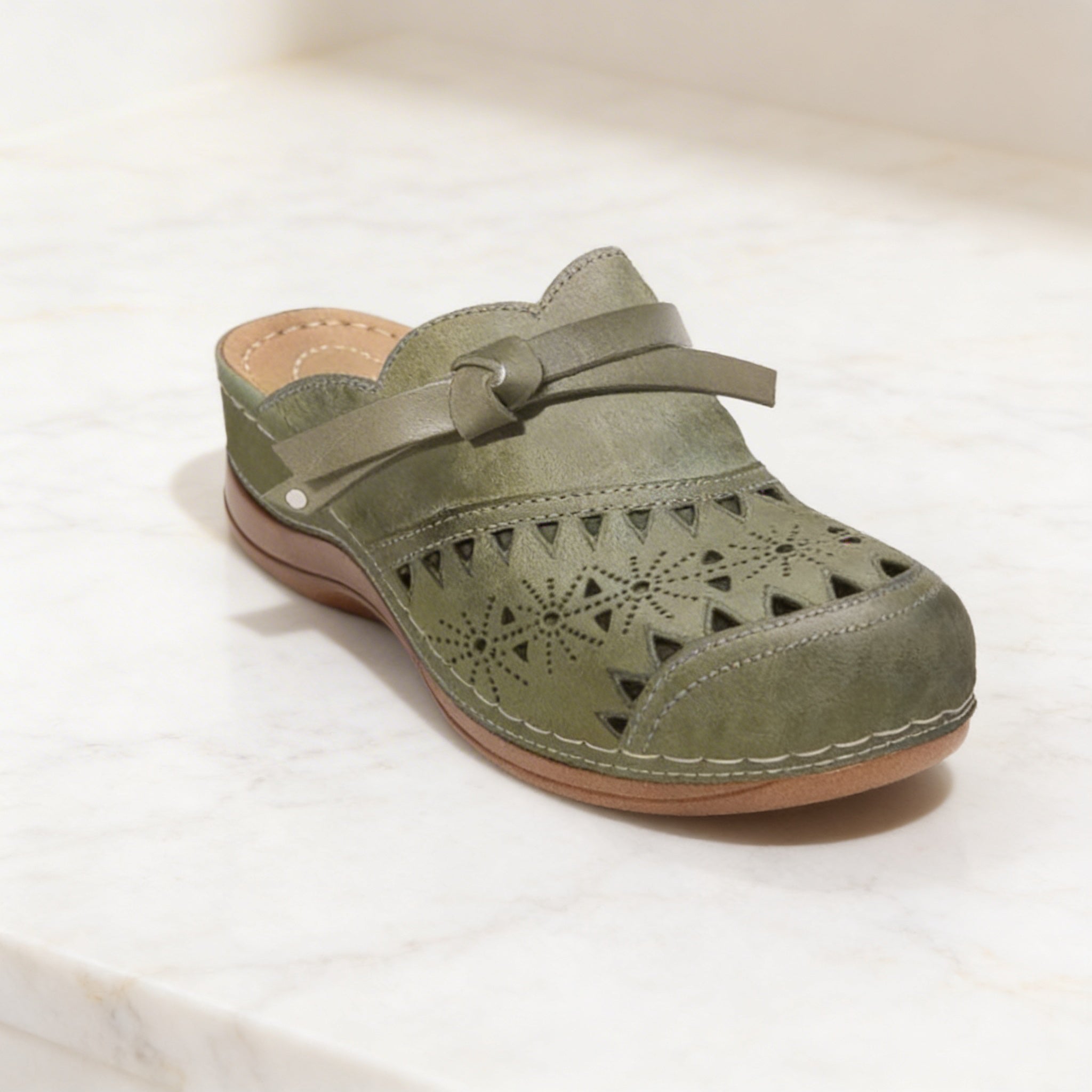 Patricia | Bow Hollow Out Flat Mules