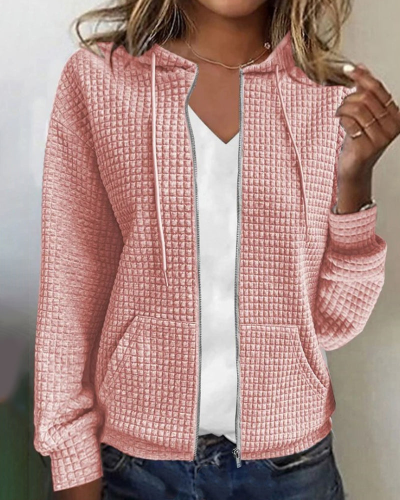 MILA | TEXTURED ZIP-UP HOODIE