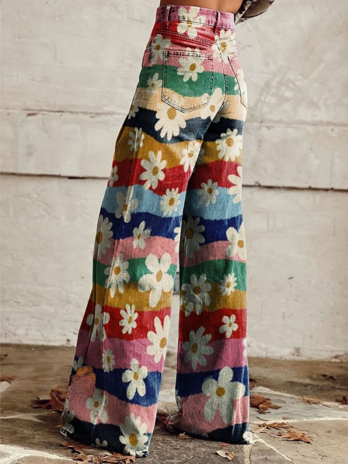 Lily™ | Vintage Colourful Striped Floral Printed Wide Leg Pants