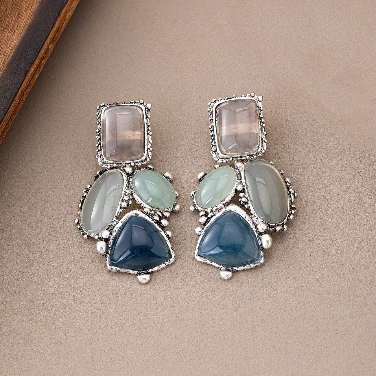 Ocean Gemstone Statement Earrings