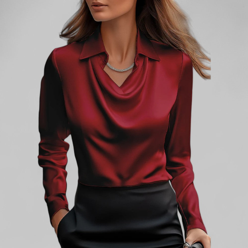 THERESA | ELEGANT SATIN COWL-NECK BLOUSE