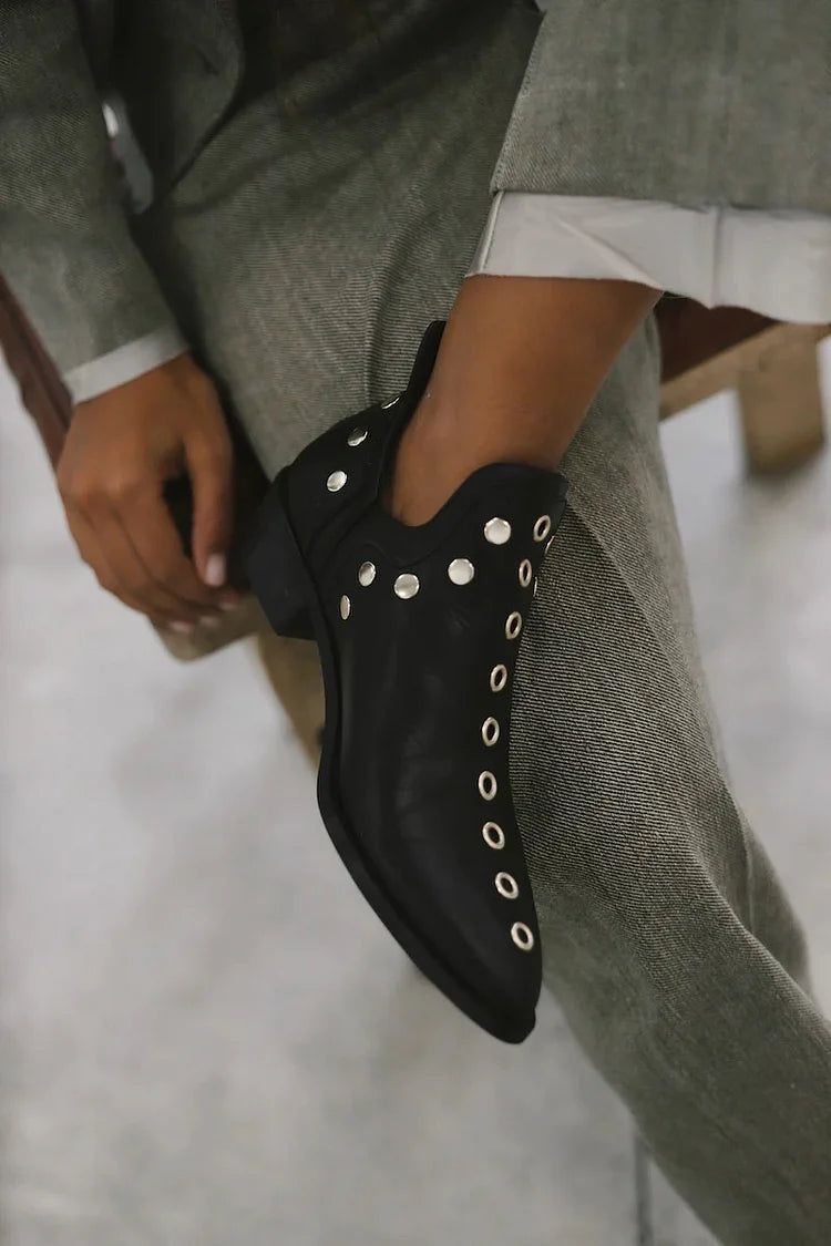  ROSE | STUDDED POINTED ANKLE BOOTS