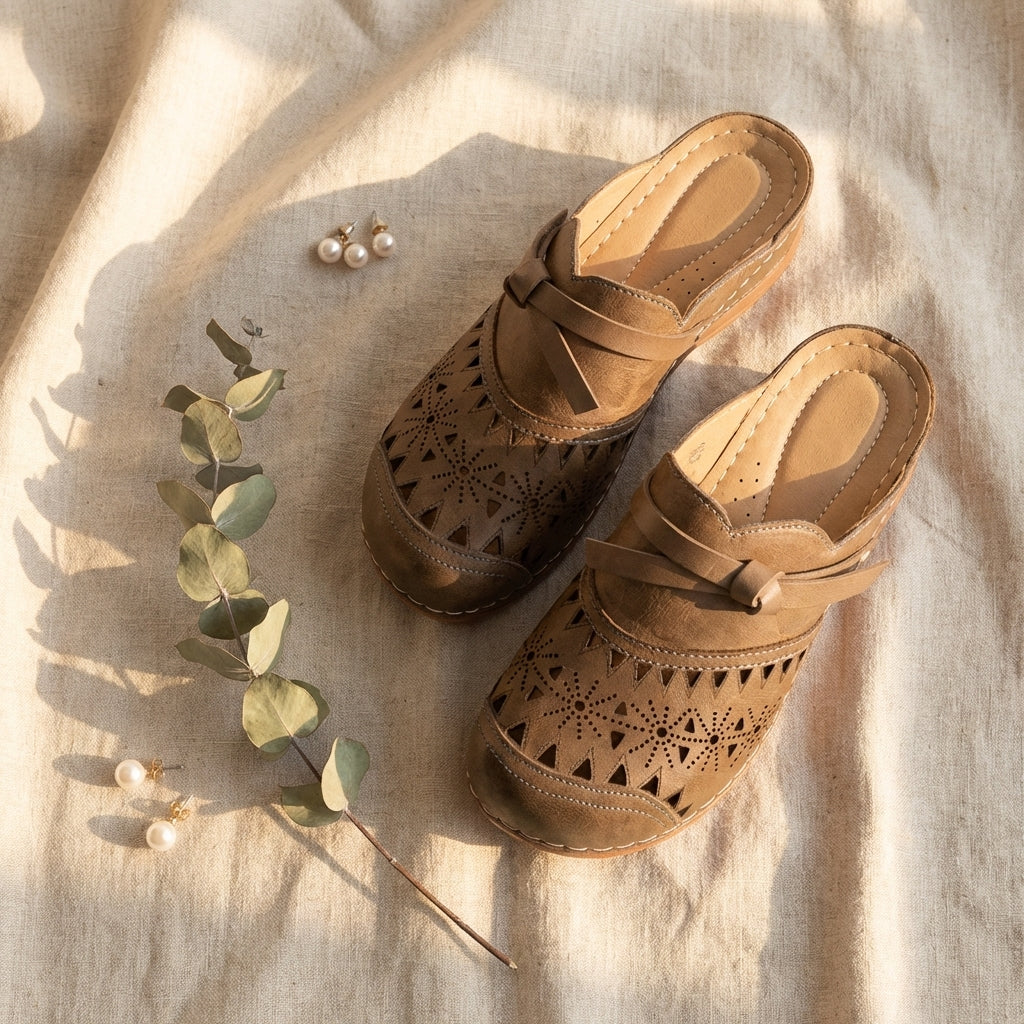 Patricia | Bow Hollow Out Flat Mules