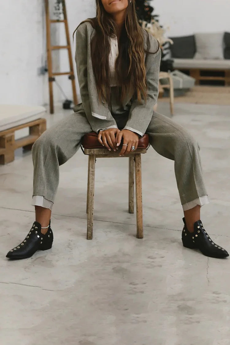  ROSE | STUDDED POINTED ANKLE BOOTS