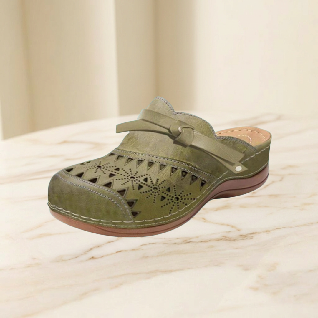 Patricia | Bow Hollow Out Flat Mules