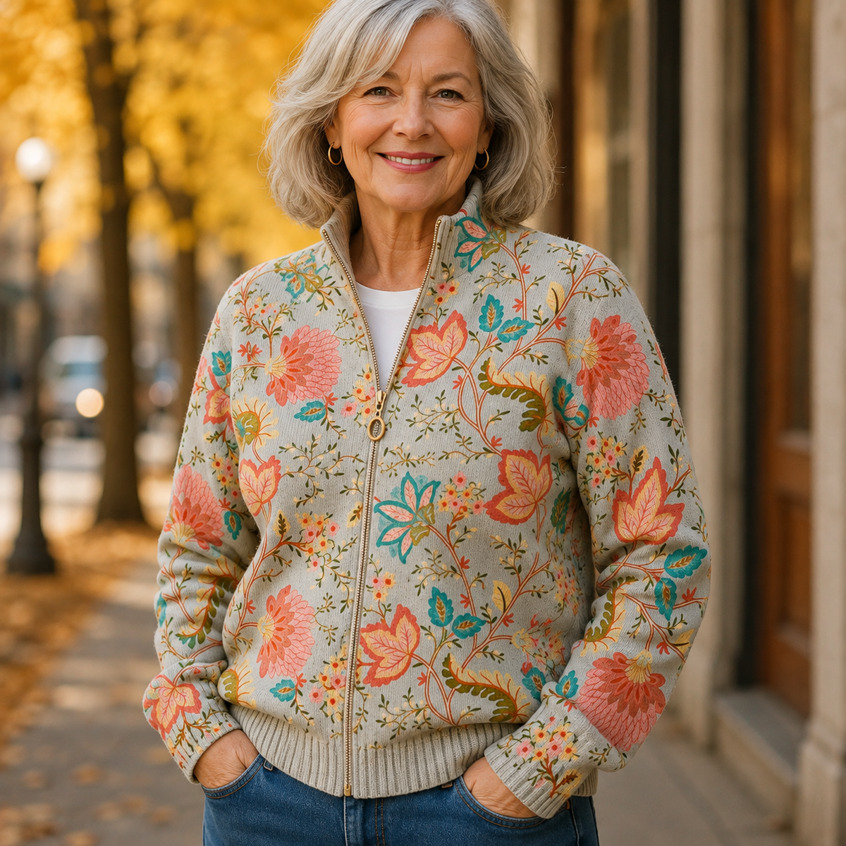 XANTHE | VINTAGE GARDEN FLORAL ZIP-UP CARDIGAN