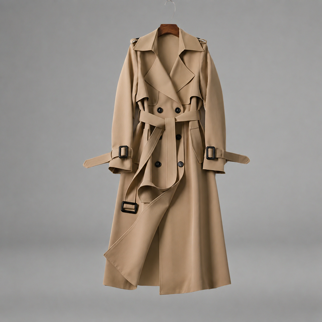 Sophia | Classic Double-Breasted Trench Coat with Belt