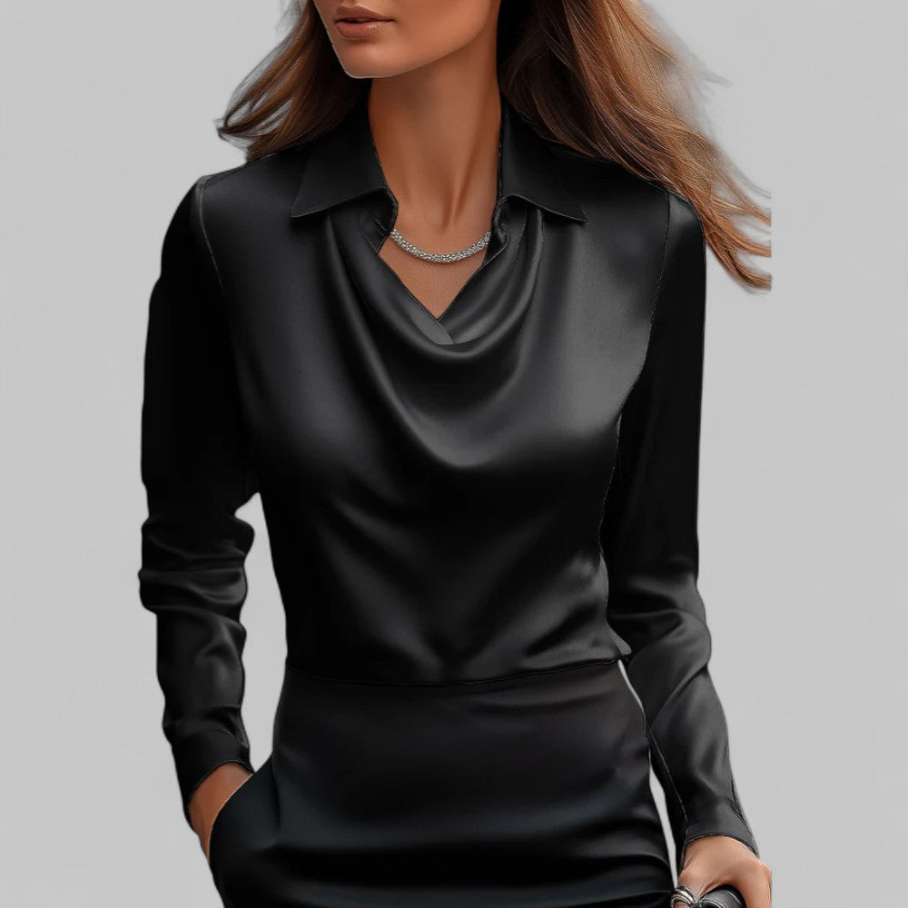 THERESA | ELEGANT SATIN COWL-NECK BLOUSE