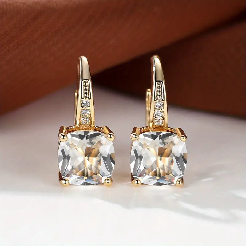 Majestic Stone Gold Hoops Earrings