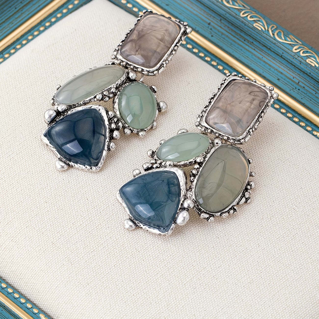 Ocean Gemstone Statement Earrings