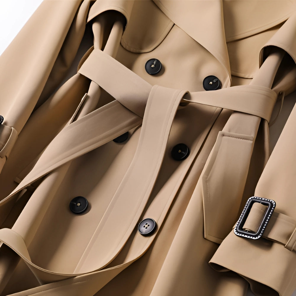 Sophia | Classic Double-Breasted Trench Coat with Belt