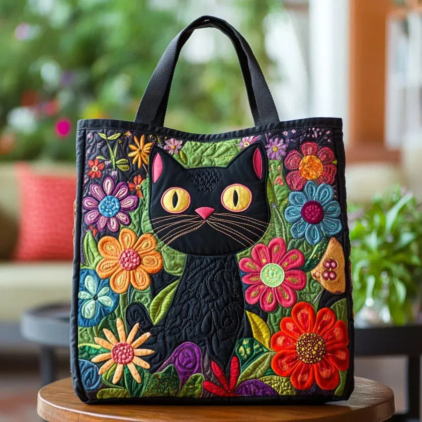 Padded Black Cat Shoulder Bag