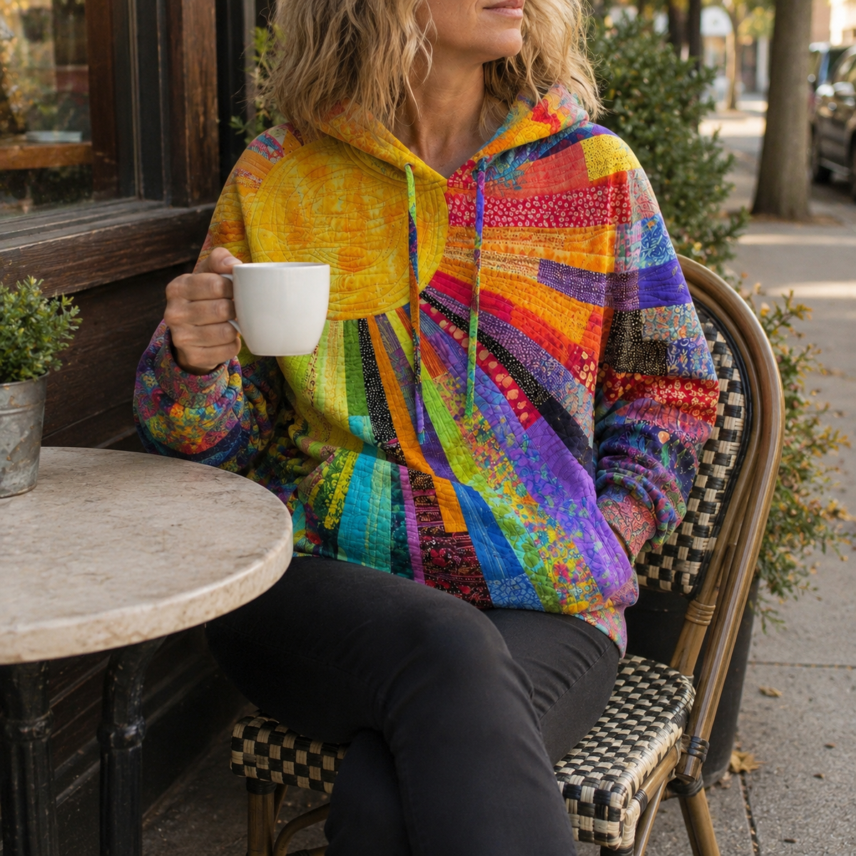 Dawnella | Bohemian Multicolor Patchwork Hoodie