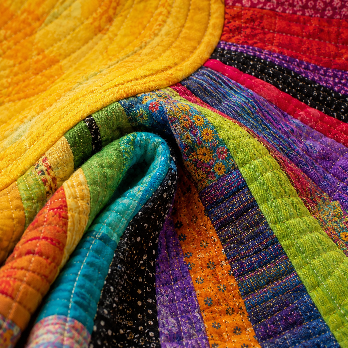 Dawnella | Bohemian Multicolor Patchwork Hoodie