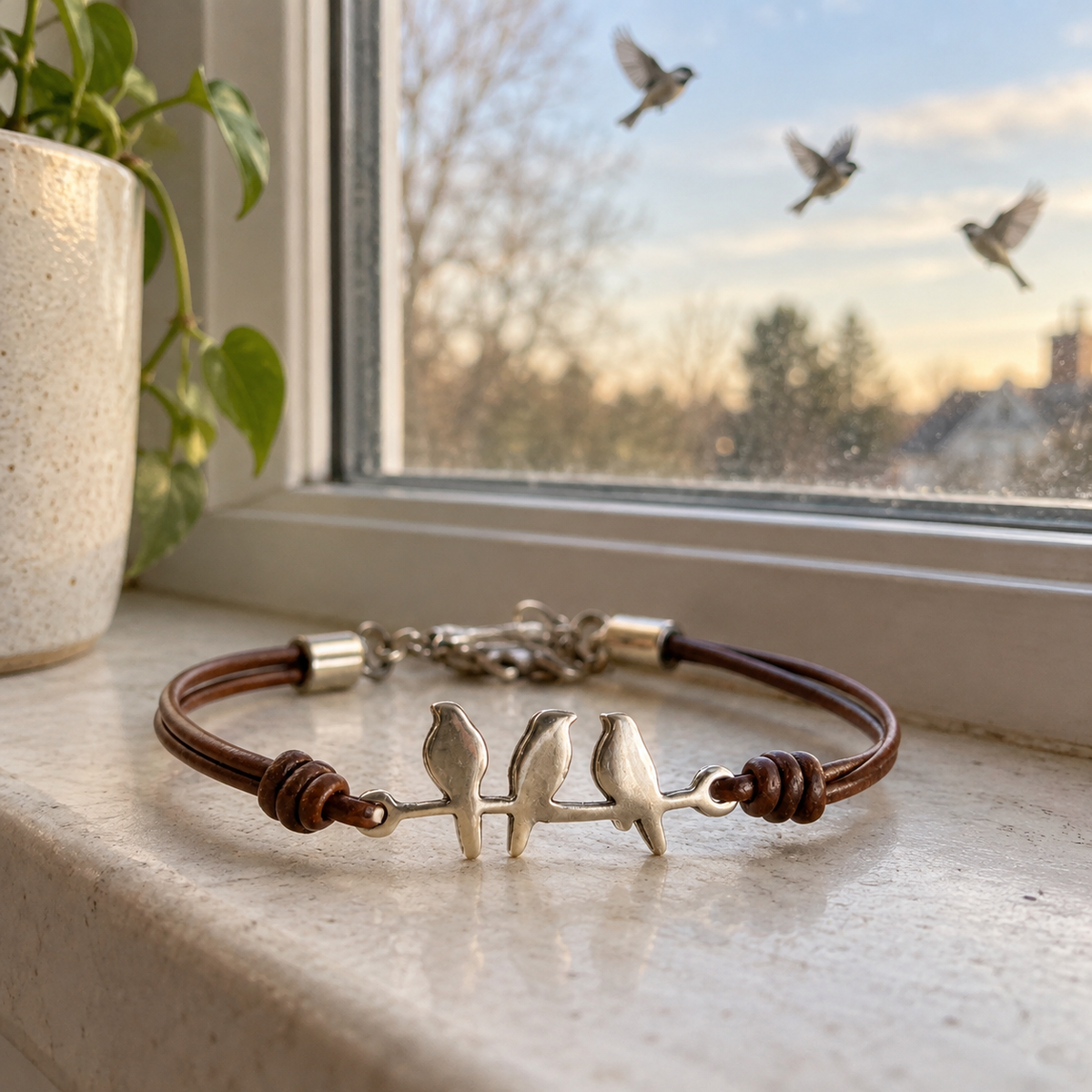 VINTAGE BIRD CHARM ROPE BRACELET
