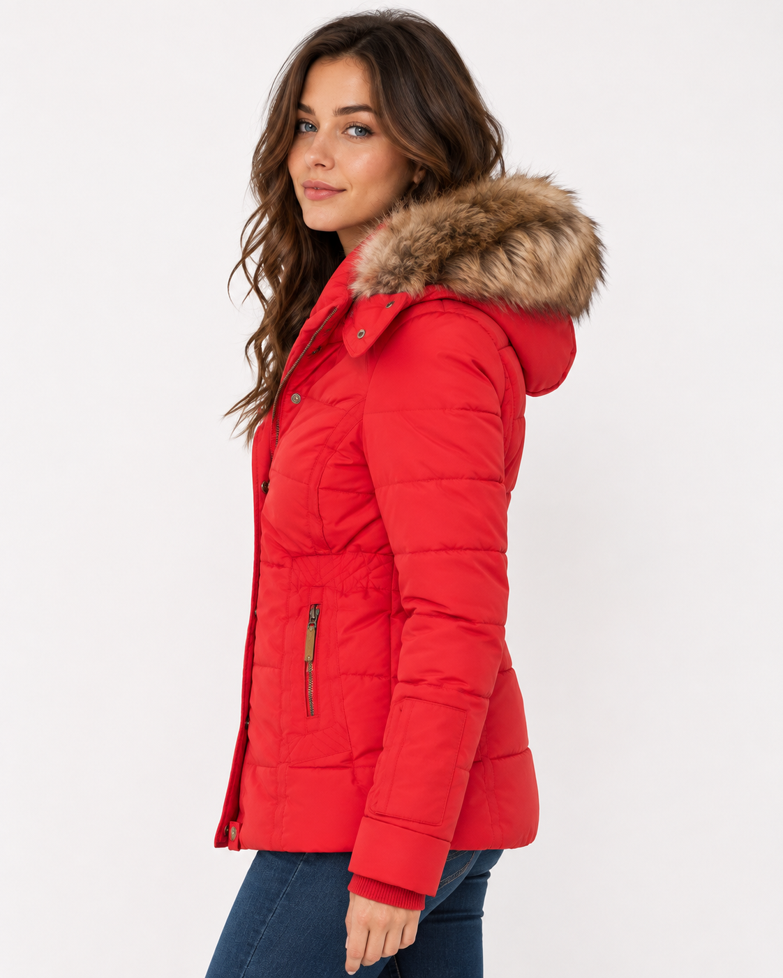 Women's Insulated Puffer Parka Jacket with Fur Hood