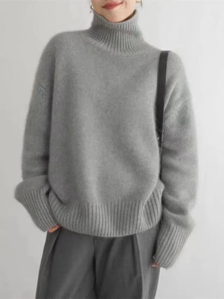 AZZURRA Renelora Women's Turtleneck Sweater Chunky Knit Long Sleeve