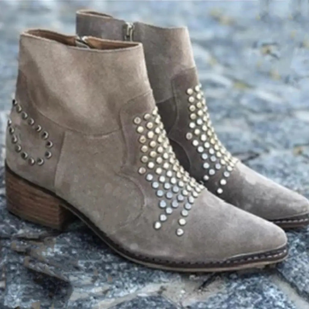  SIMONE | STUDDED POINTED ANKLE BOOTS
