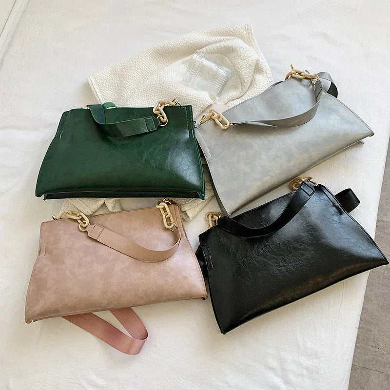 Chic Soft Leather Shoulder Bag | Spacious Fashion Handbag
