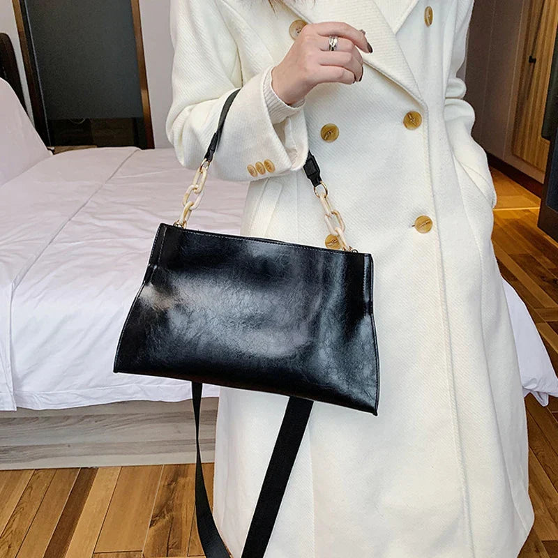 Chic Soft Leather Shoulder Bag | Spacious Fashion Handbag