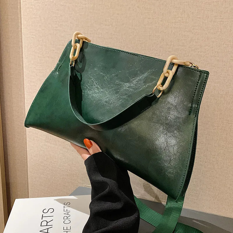 Chic Soft Leather Shoulder Bag | Spacious Fashion Handbag