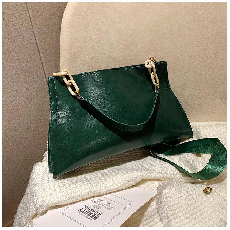 Chic Soft Leather Shoulder Bag | Spacious Fashion Handbag
