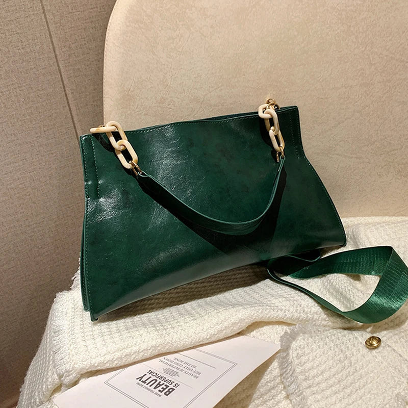 Chic Soft Leather Shoulder Bag | Spacious Fashion Handbag