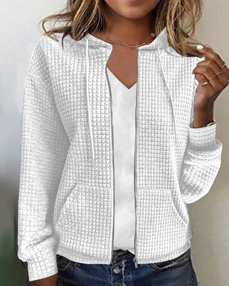 MILA | TEXTURED ZIP-UP HOODIE