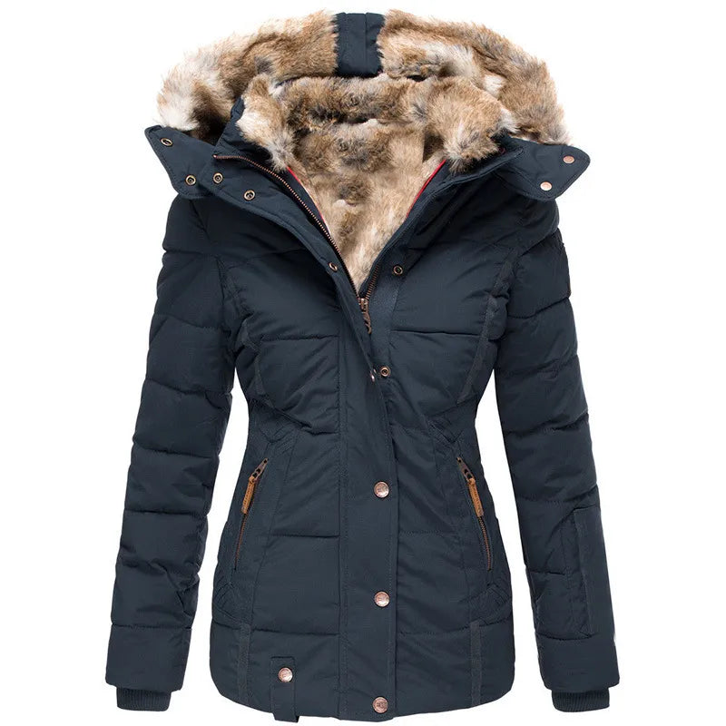 Women's Insulated Puffer Parka Jacket with Fur Hood