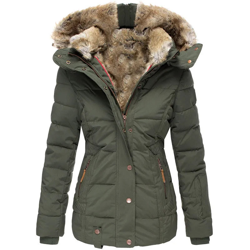 Women's Insulated Puffer Parka Jacket with Fur Hood