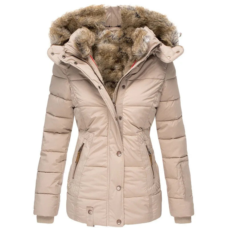 Women's Insulated Puffer Parka Jacket with Fur Hood