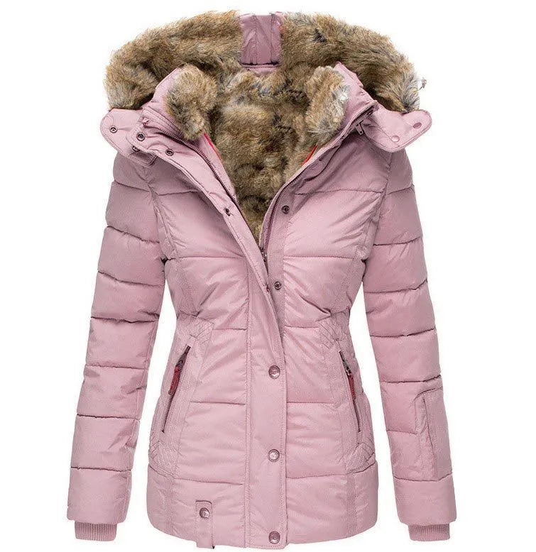 Women's Insulated Puffer Parka Jacket with Fur Hood