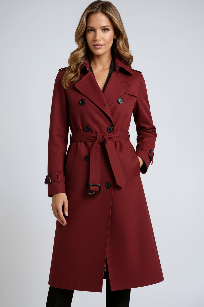 Clara | Stylish Double-Breasted Trench Coat with Belt