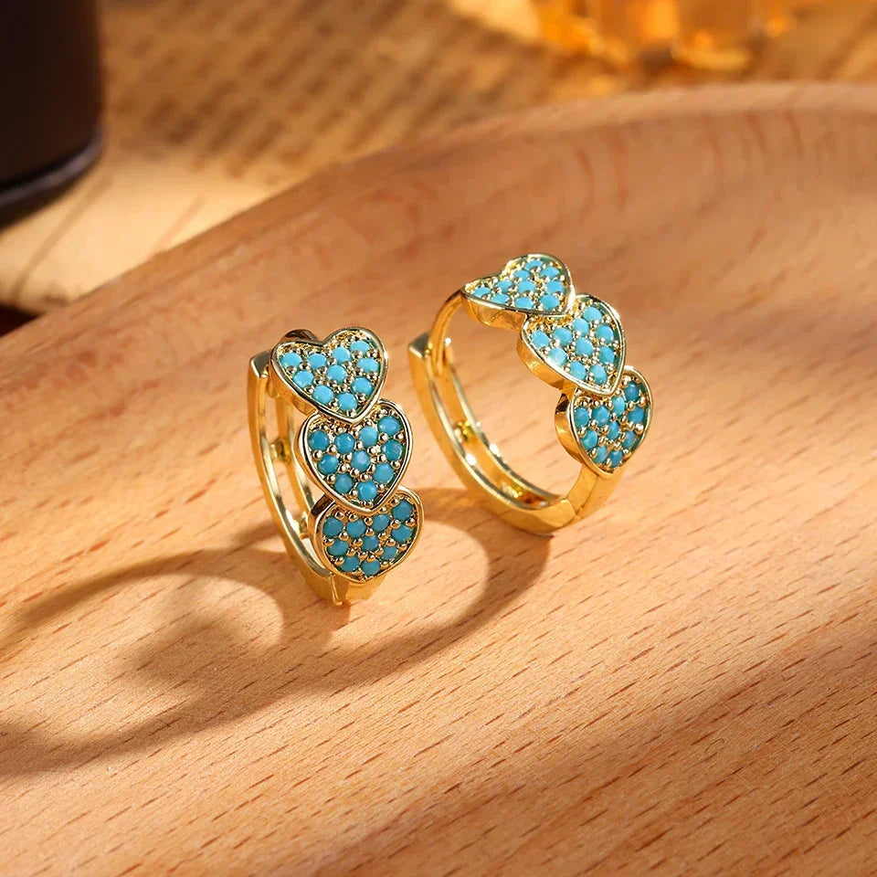 Turquoise Flower Hoop Earrings