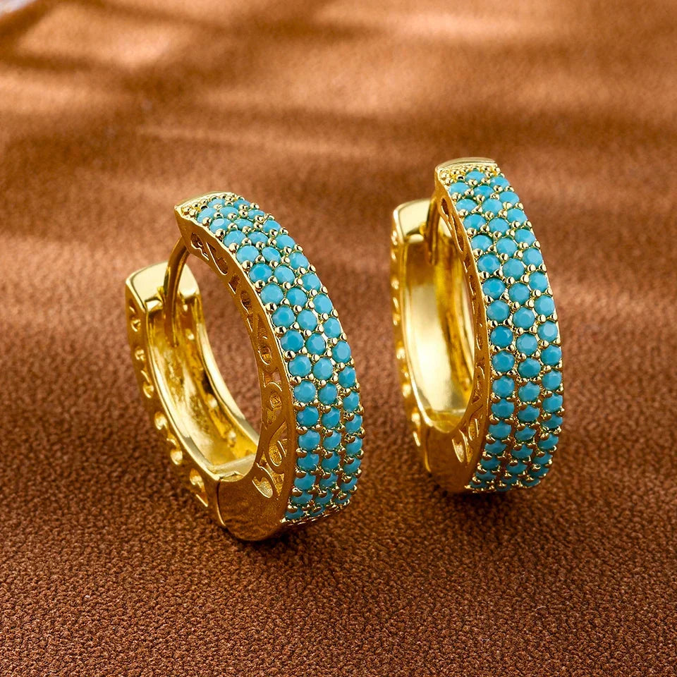 Turquoise Flower Hoop Earrings