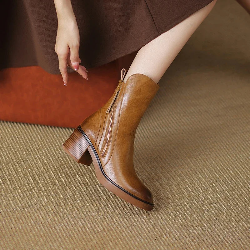 Gloria | Chic Leather Ankle Boots for Effortless Style