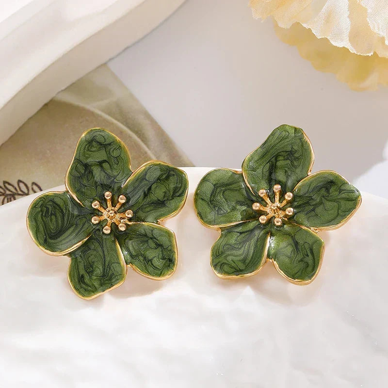 Vintage Emerald Flower Earrings