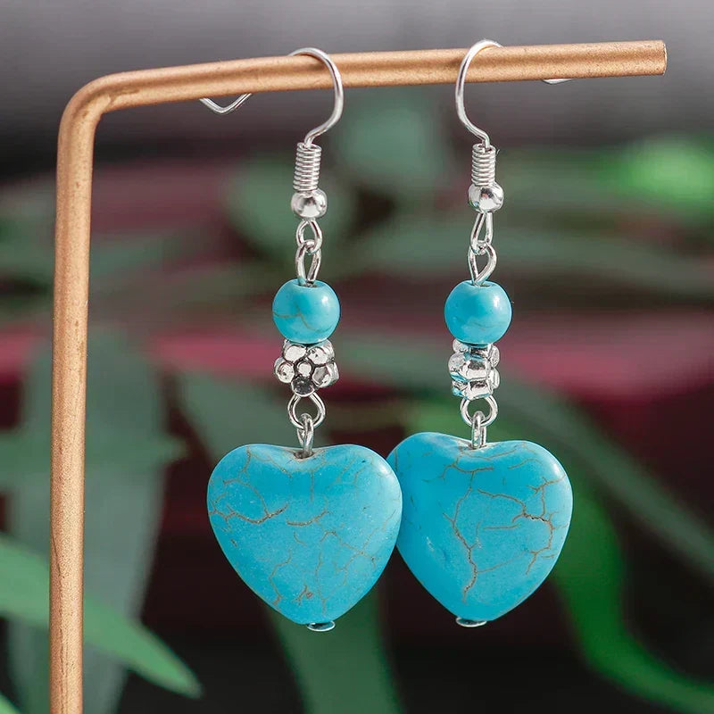 Refined Turquoise Heart Earrings