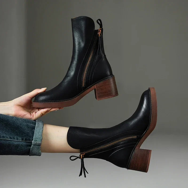 Gloria | Chic Leather Ankle Boots for Effortless Style