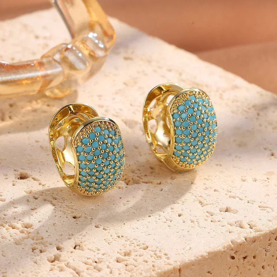 Turquoise Flower Hoop Earrings