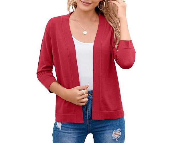 Women's Soft Viscose Blend Cropped Cardigan | Relaxed Open Front Sweater