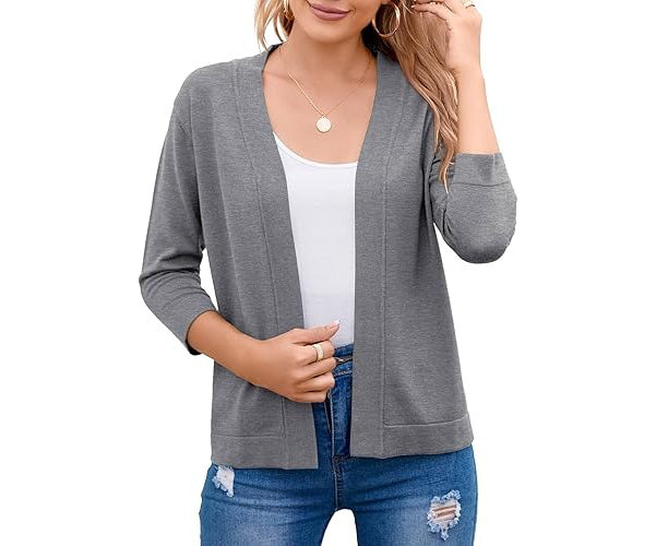 Women's Soft Viscose Blend Cropped Cardigan | Relaxed Open Front Sweater