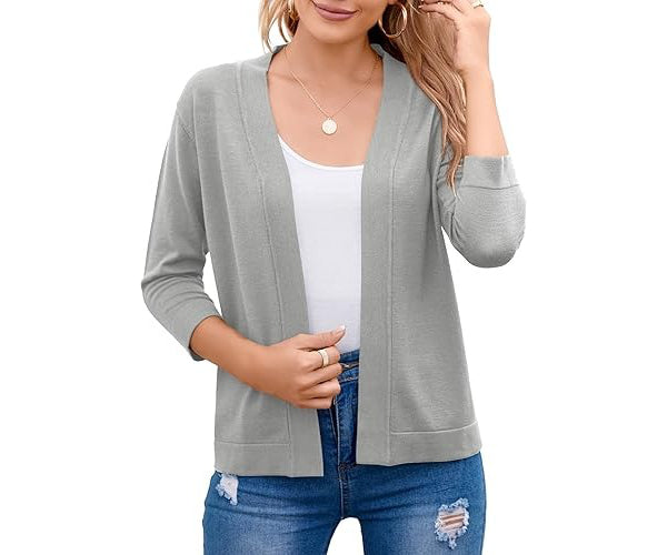 Women's Soft Viscose Blend Cropped Cardigan | Relaxed Open Front Sweater