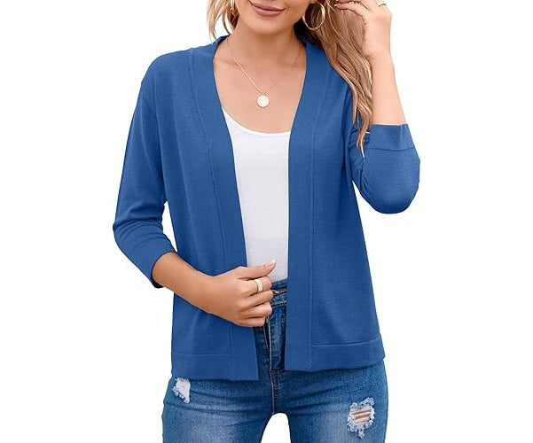 Women's Soft Viscose Blend Cropped Cardigan | Relaxed Open Front Sweater