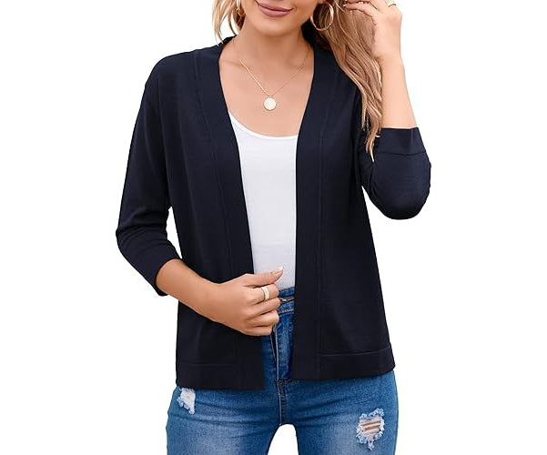 Women's Soft Viscose Blend Cropped Cardigan | Relaxed Open Front Sweater