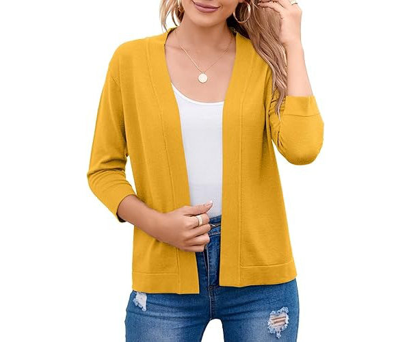 Women's Soft Viscose Blend Cropped Cardigan | Relaxed Open Front Sweater